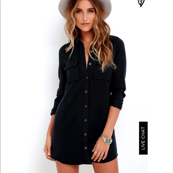 Obey Dresses & Skirts - Obey JetSet Washed Black Shirt Dress Small Button